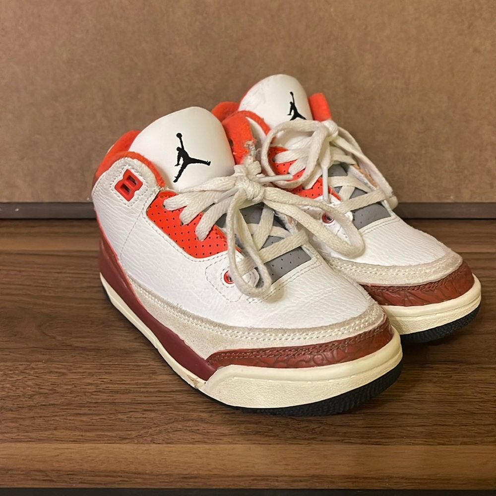 Jordan 3 Retro "White/Black/Mars Stone/Team Orange" Toddler Kids' Shoe